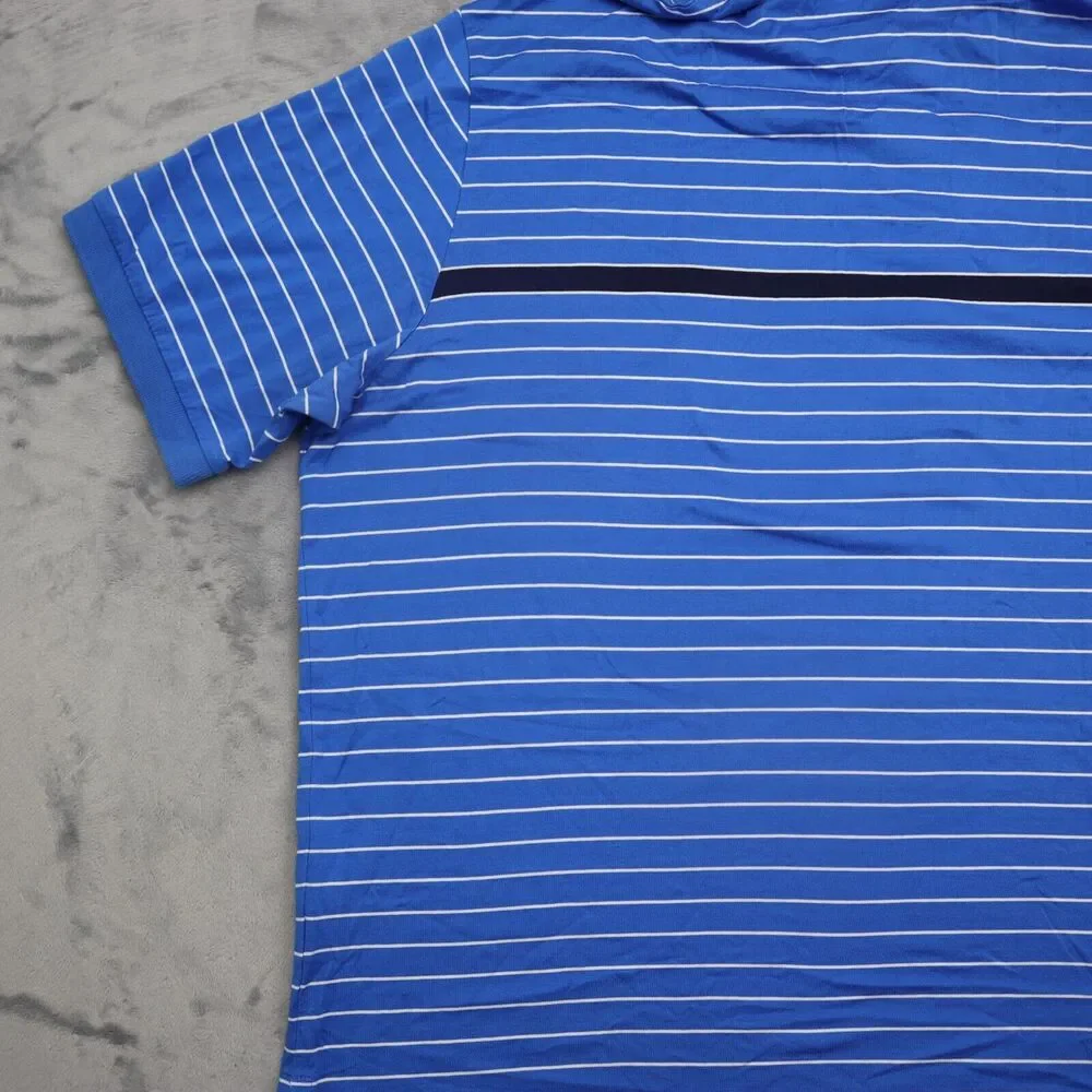 Polo Shirt Mens XL Blue Striped Ralph Lauren Moisture Management Pima Rugby Golf